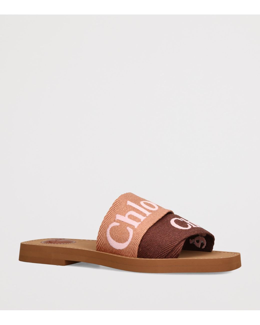 Chloé Brown Canvas Jacquard Woody Sandals