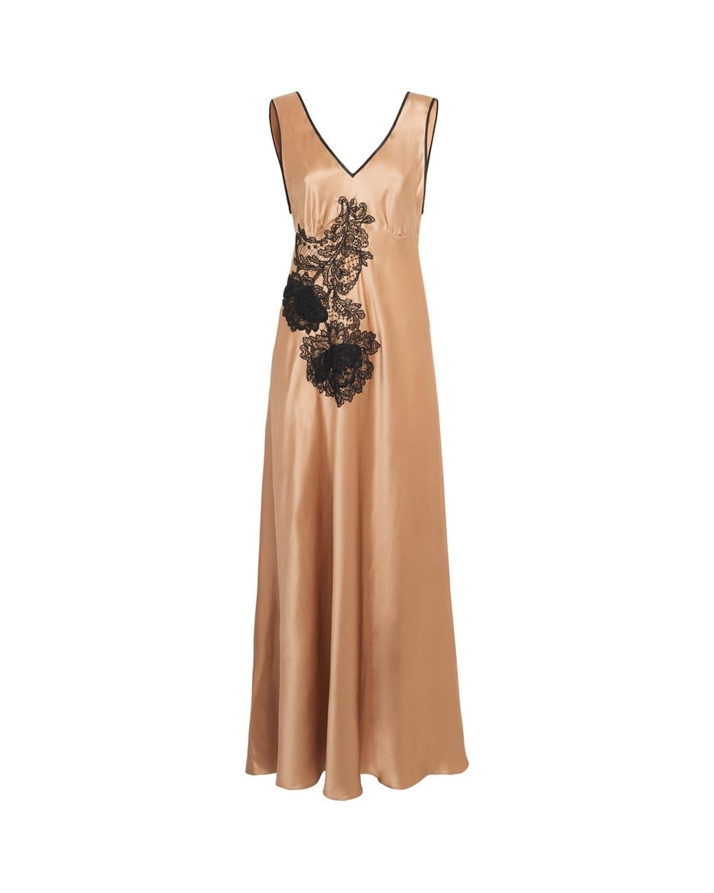 Loretta Caponi Natural Silk-Lace Albina Slip Dress