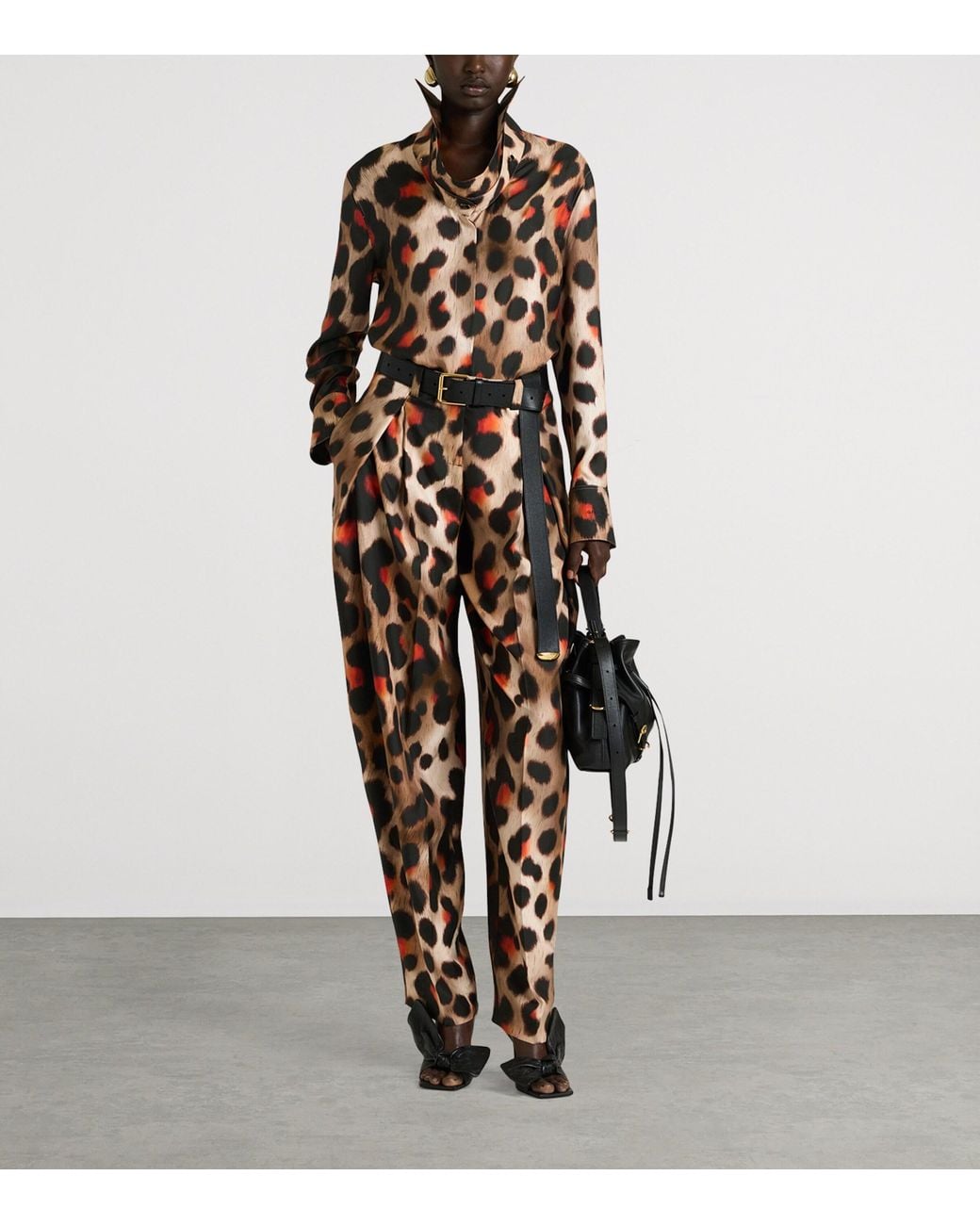 Givenchy Brown Silk Leopard Deconstructed Blouse