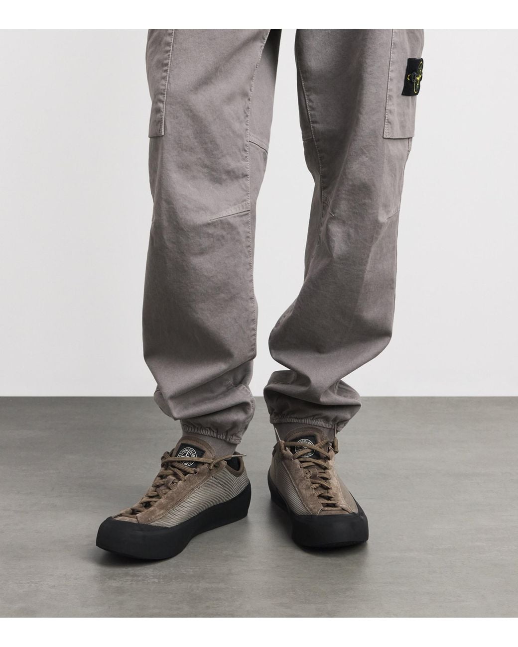 Stone Island Gray Stretch-Cotton Cargo Trousers for men