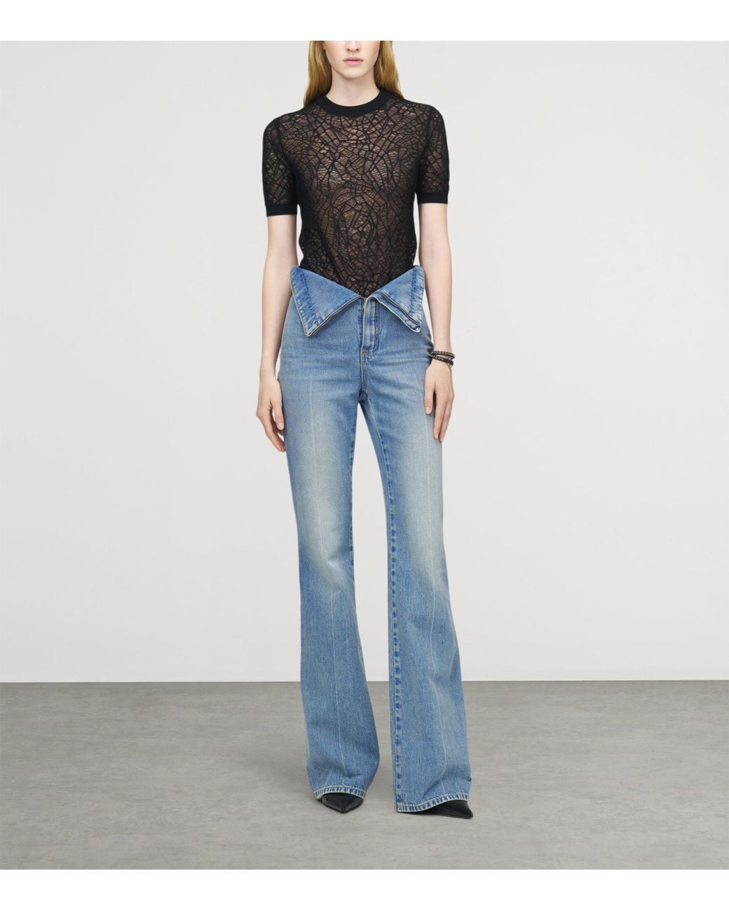 McQueen Black Cotton-Silk Lace Spider Top
