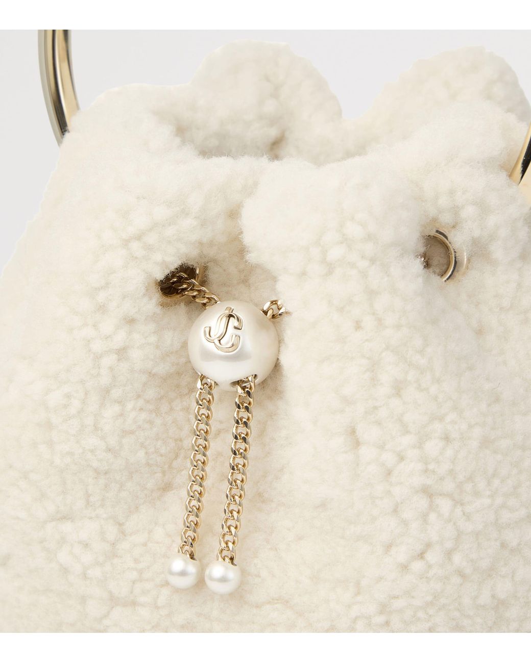 Jimmy Choo Natural Bon Bon Shearling Top-Handle Bag