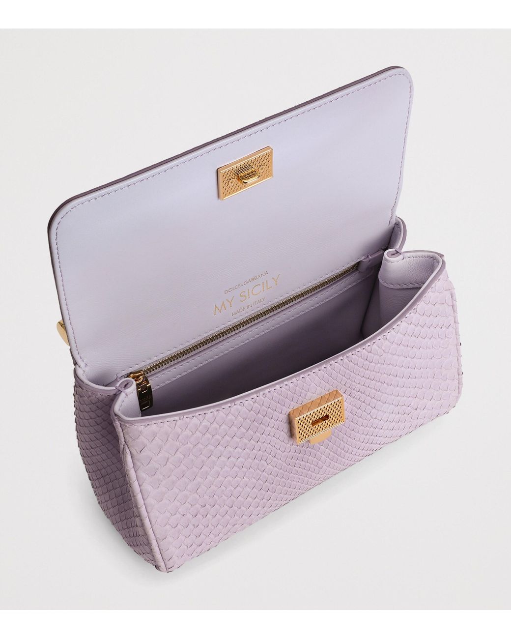 Dolce & Gabbana Purple Mini Python Leather My Sicily Top-Handle Bag