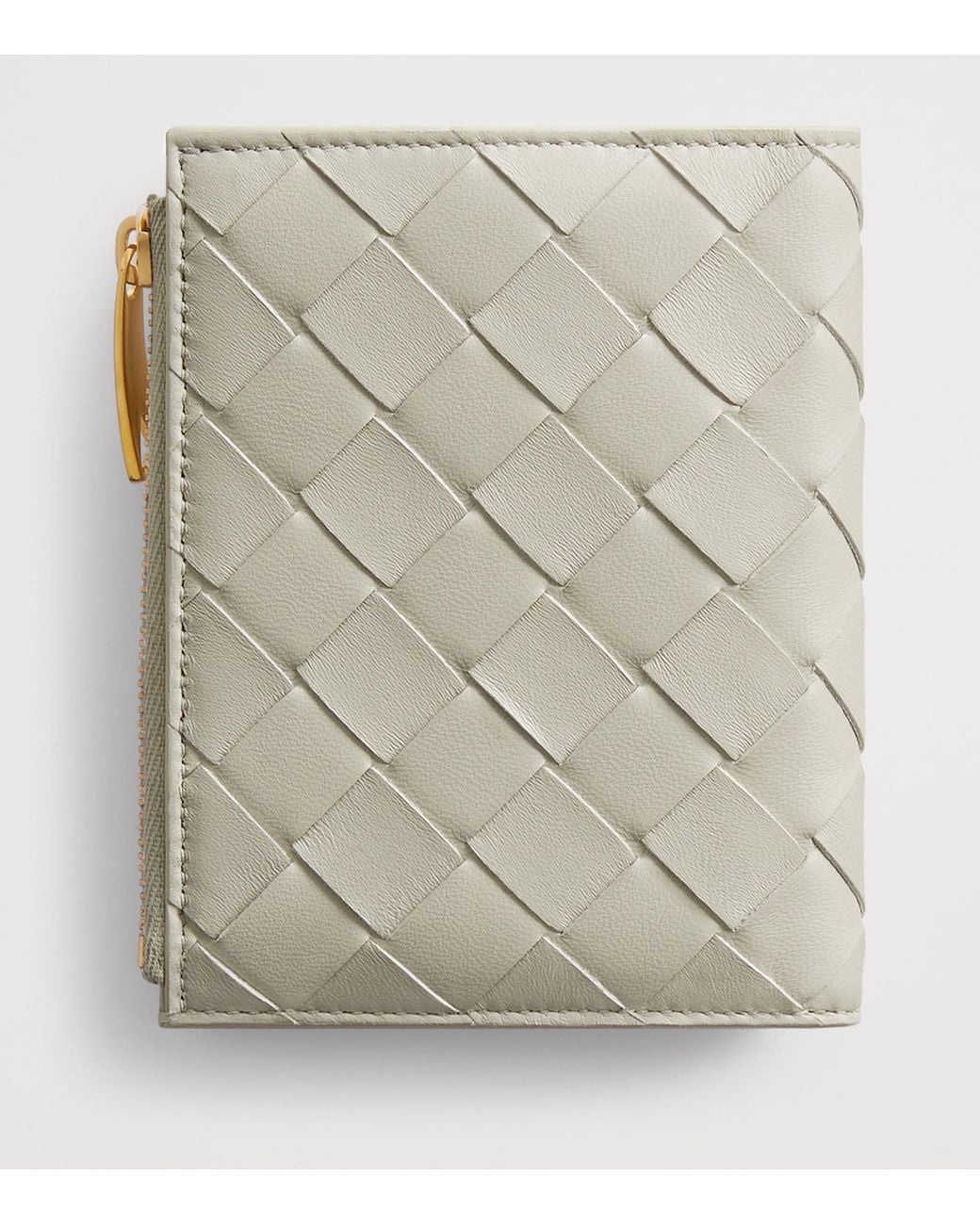 Bottega Veneta Gray Small Leather Intrecciato Bifold Wallet