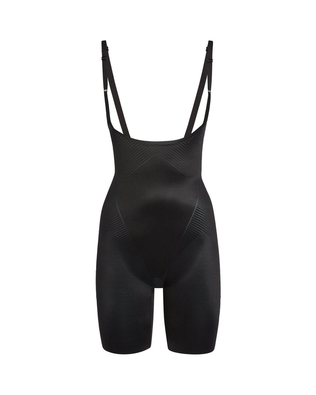 Spanx Black Shape Invisible Open-Bust Mid-Thigh Bodysuit