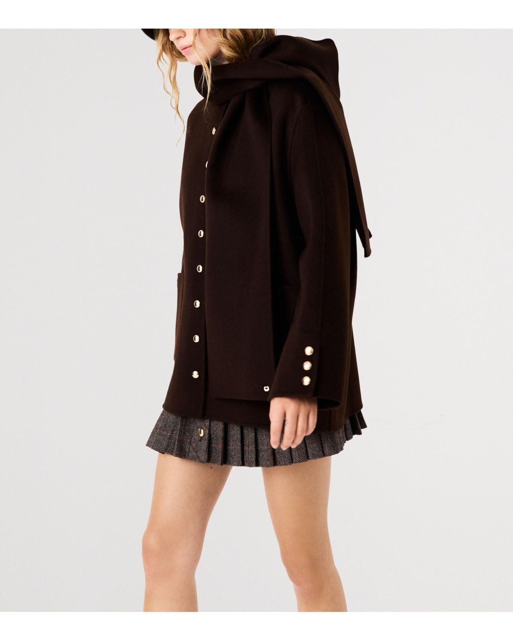 Maje Black Wool-Blend Coat