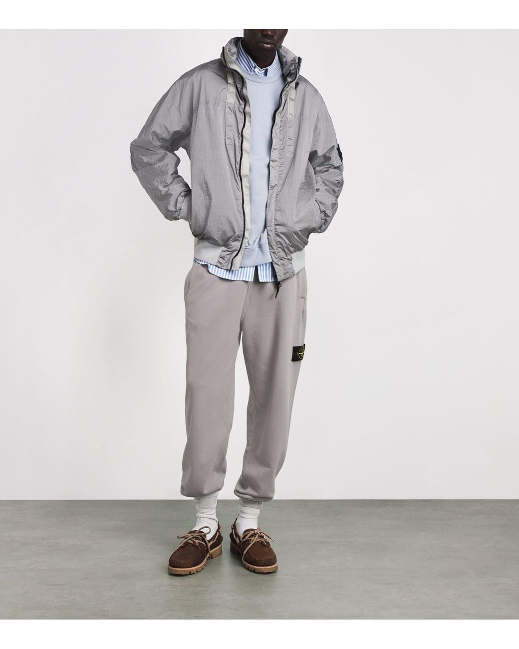 Stone Island Gray Cotton Compass Sweatpants for men