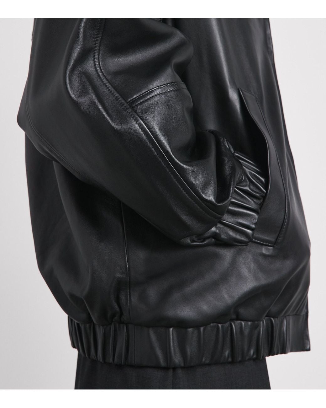 Charoux Black Globe Leather Bomber Jacket