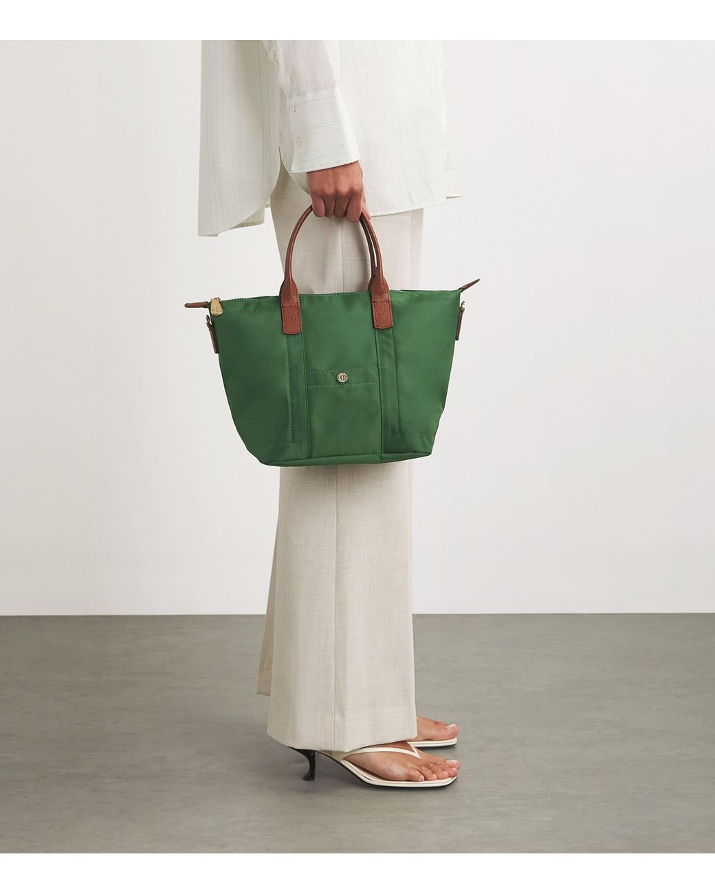 Harrods Green Grab Nylon Tote Bag