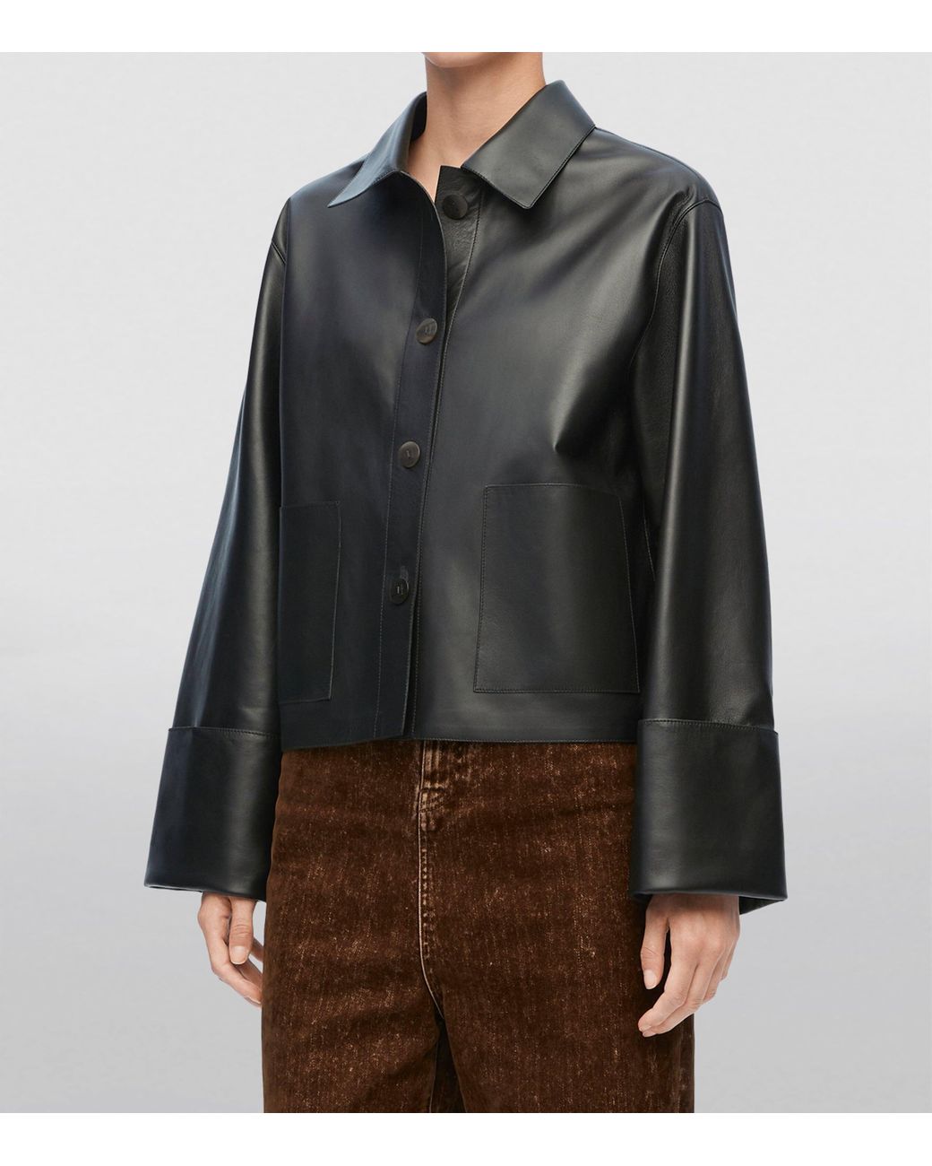 Loewe Black Leather Collared Jacket