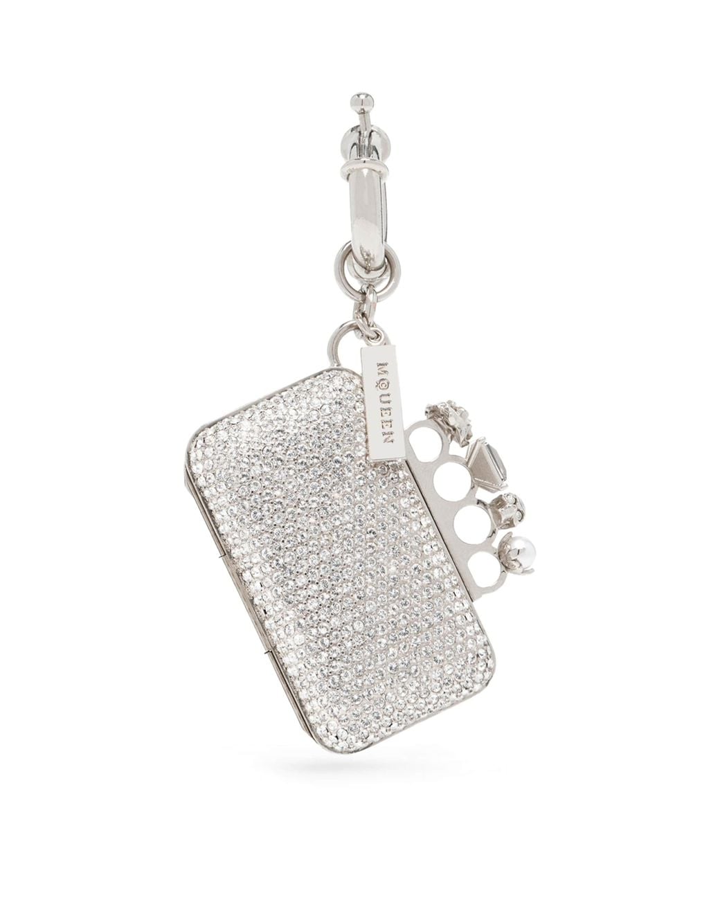 McQueen Metallic Embellished Knuckle Clutch Charm