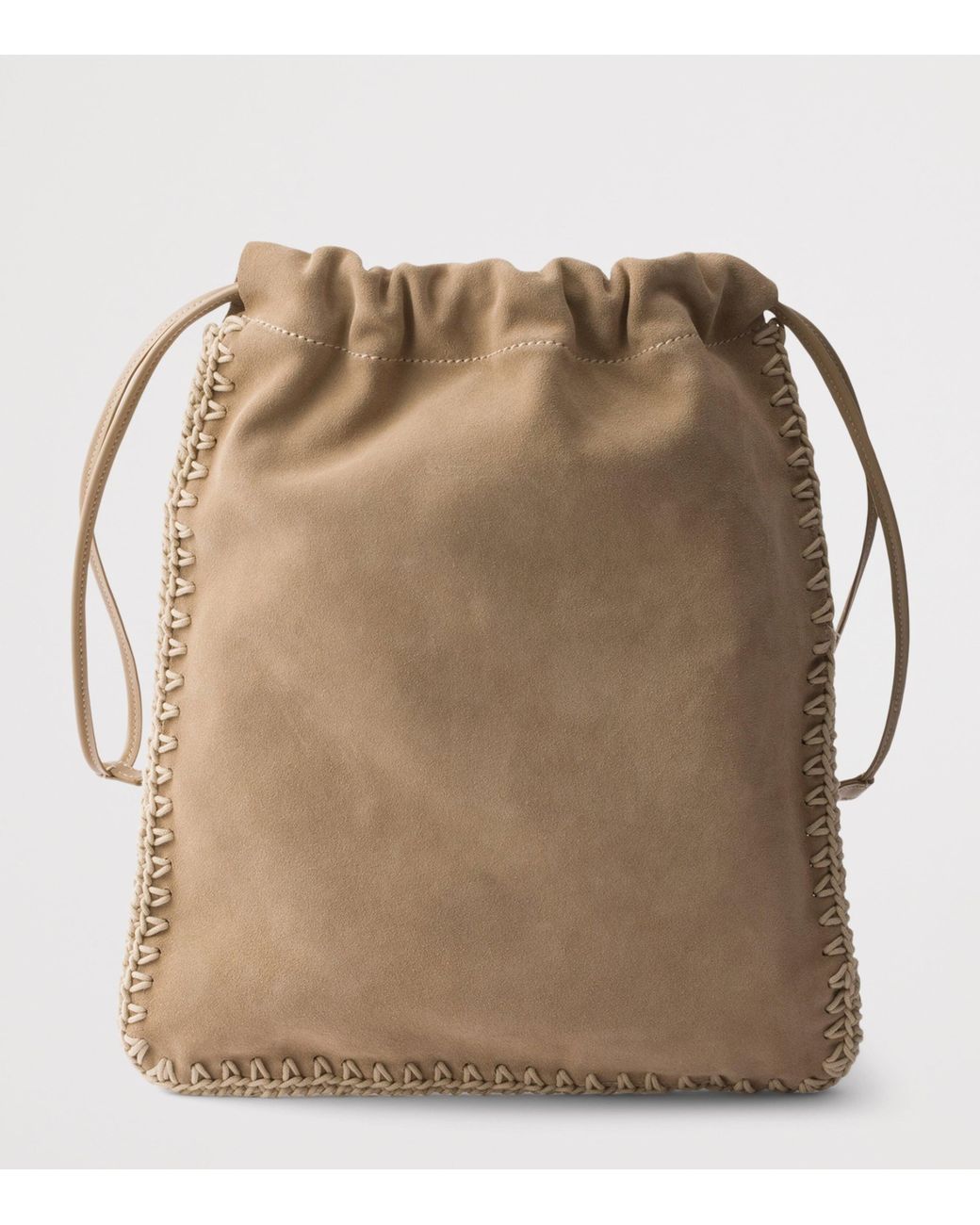 Prada Natural Suede Drawstring Wish Pouch