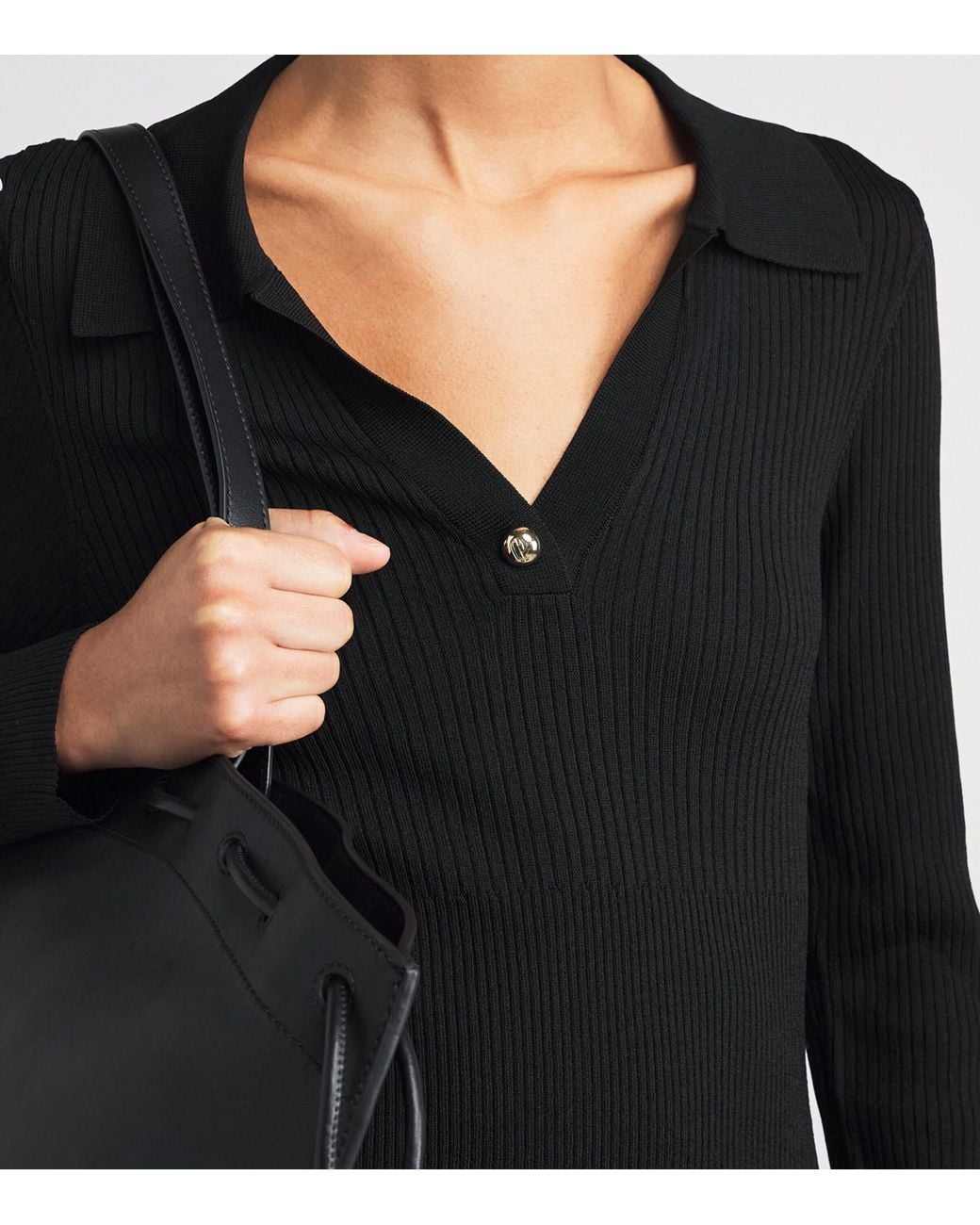 Claudie Pierlot Black Knitted Polo Mini Dress