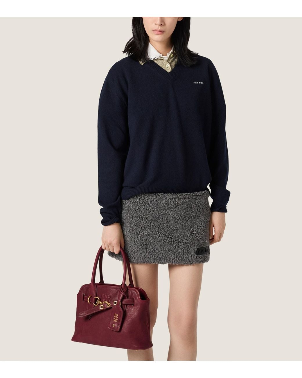 Miu Miu Black Fleece Mini Skirt