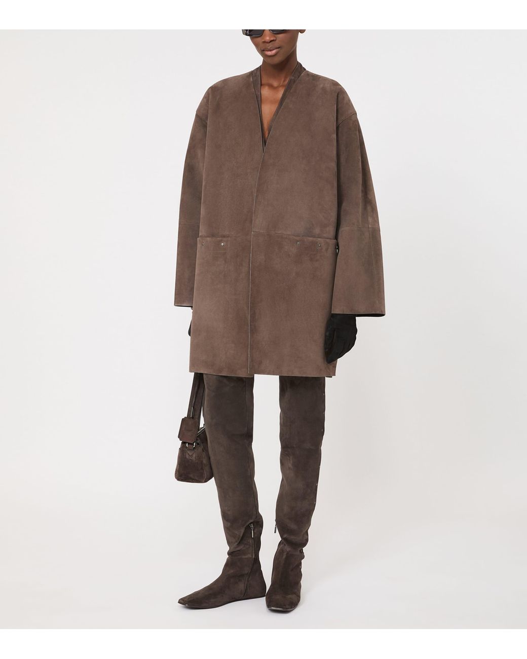 Max Mara Brown Wool-Cashmere-Lamb Suede Sleeveless Wrap Waistcoat