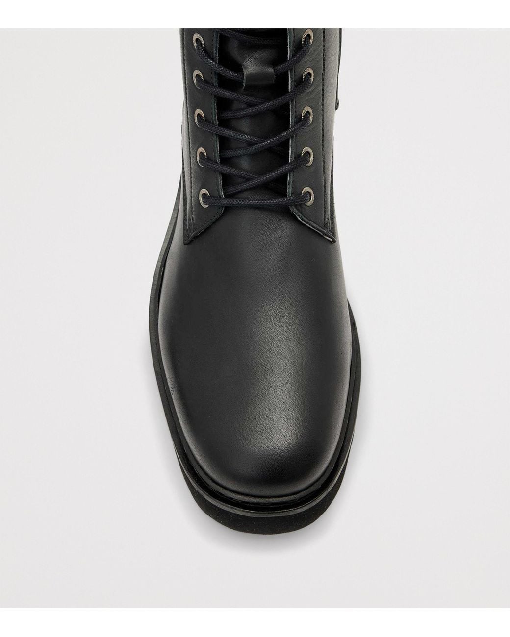 AllSaints Black Leather Skiff Military Boots for men
