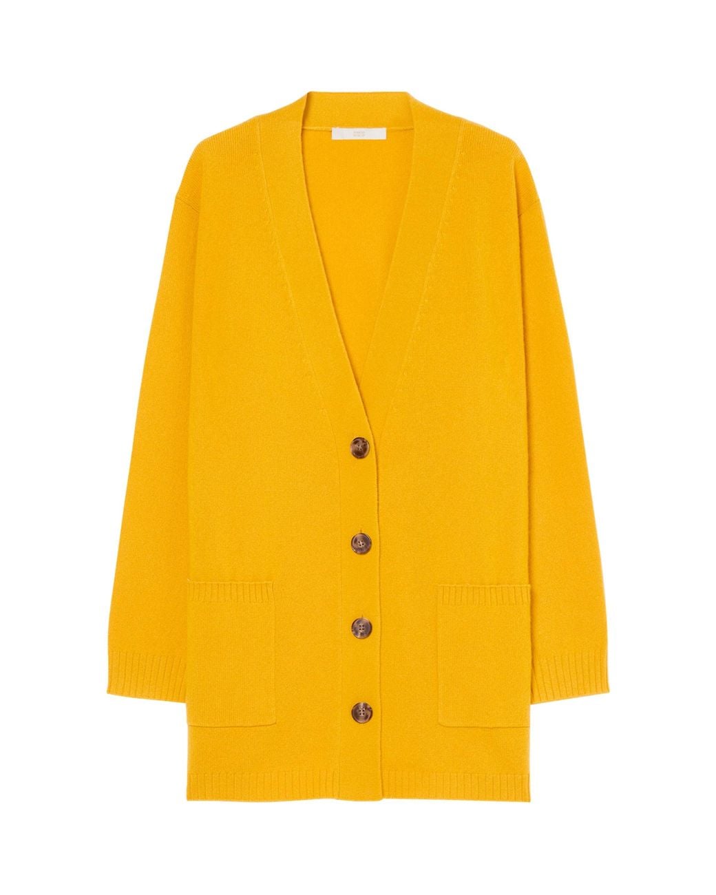 Marina Rinaldi Yellow Cashmere V-Neck Cardigan