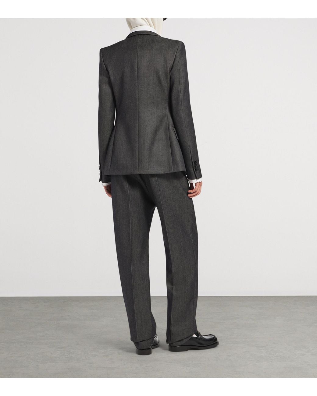 Balenciaga Gray Wool Straight-Leg Trousers