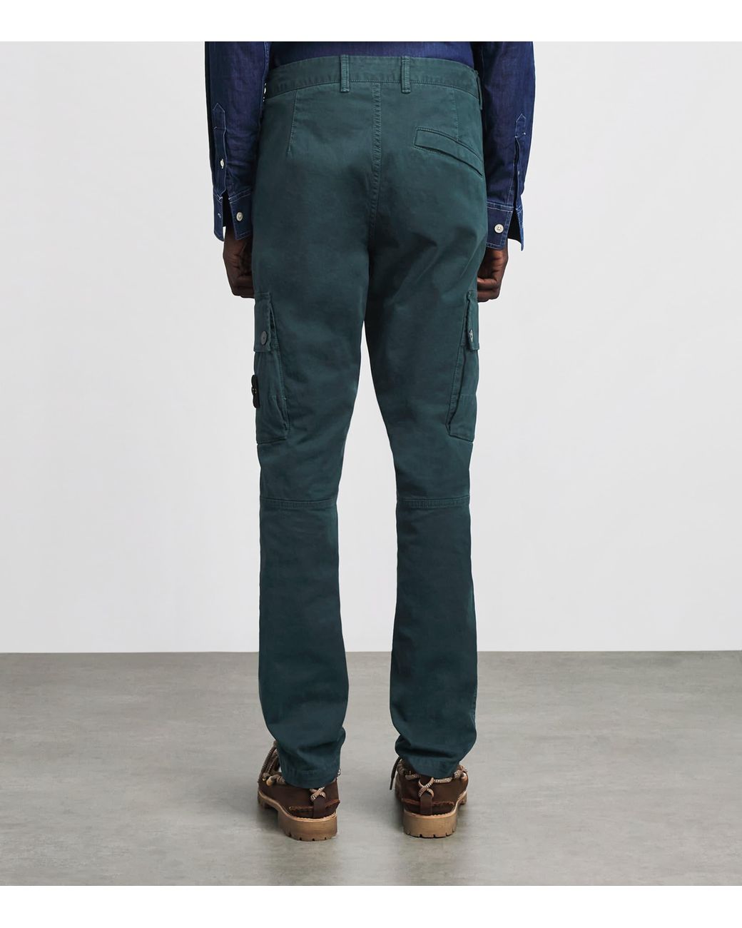 Stone Island Blue Stretch-Cotton Slim Cargo Trousers for men