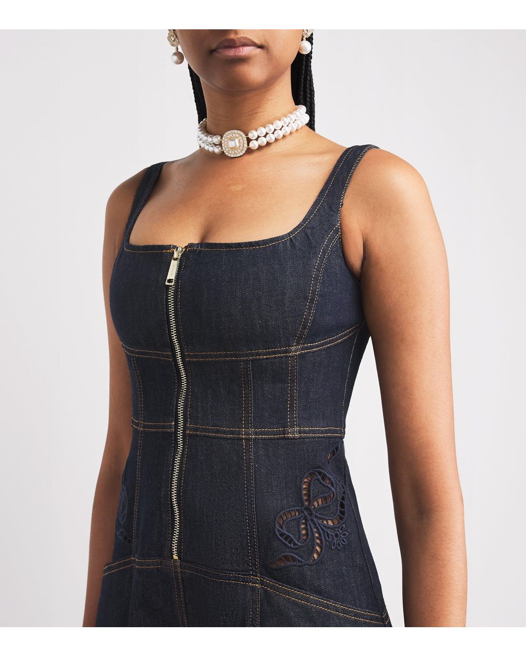 Self-Portrait Blue Broderie Anglaise Mini Dress