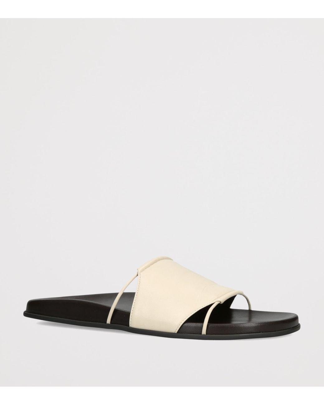 The Row White Vivienne Leather Slides