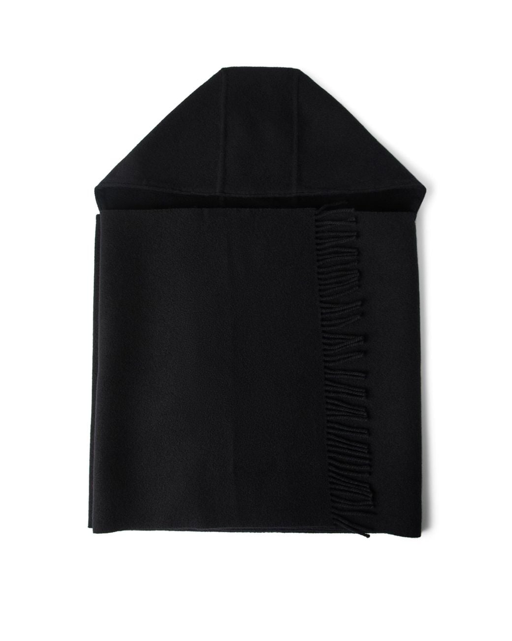 Brunello Cucinelli Black Wool-Cashmere Hood-Detail Scarf
