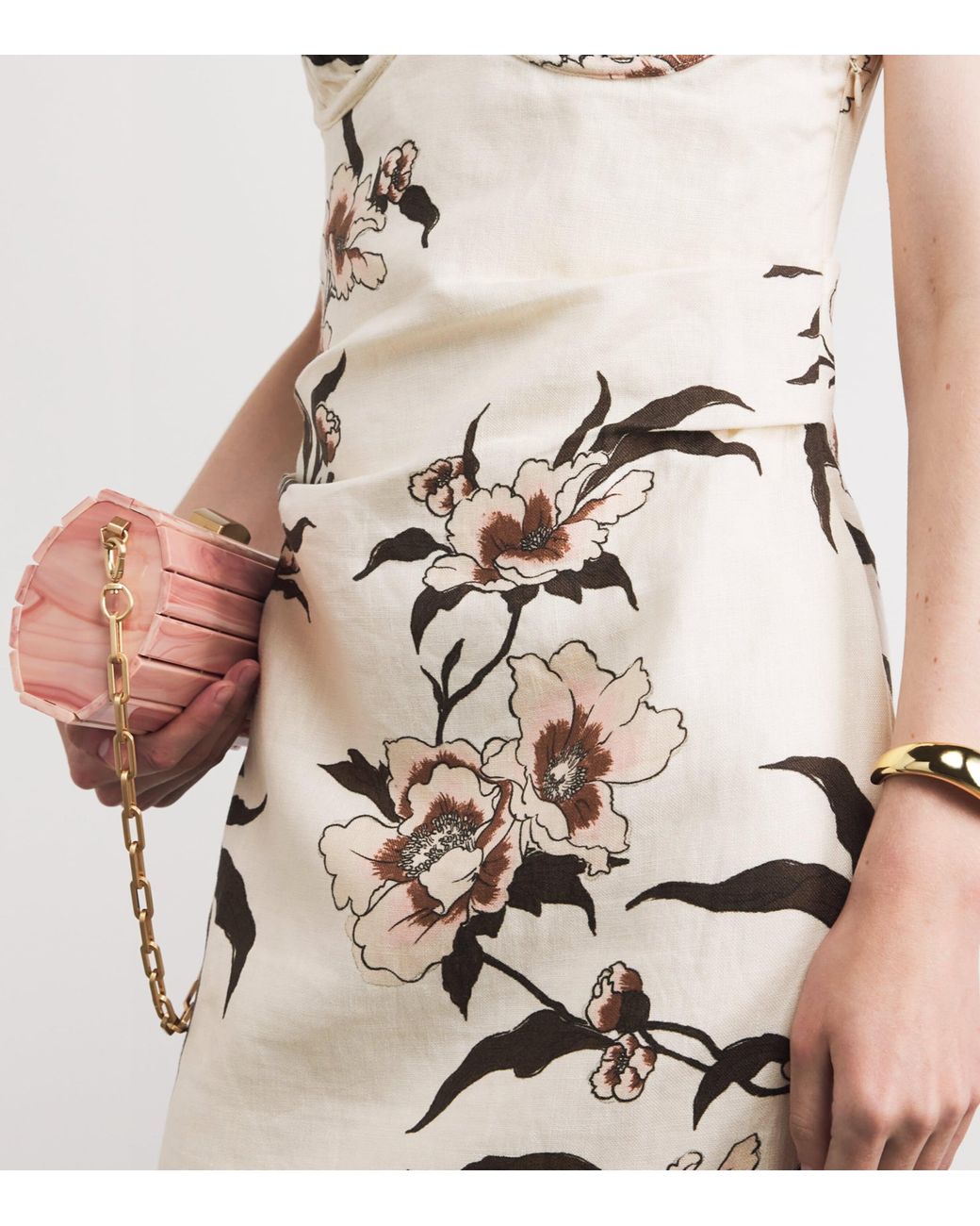Sir Metallic Linen Peony Balconette Maxi Dress