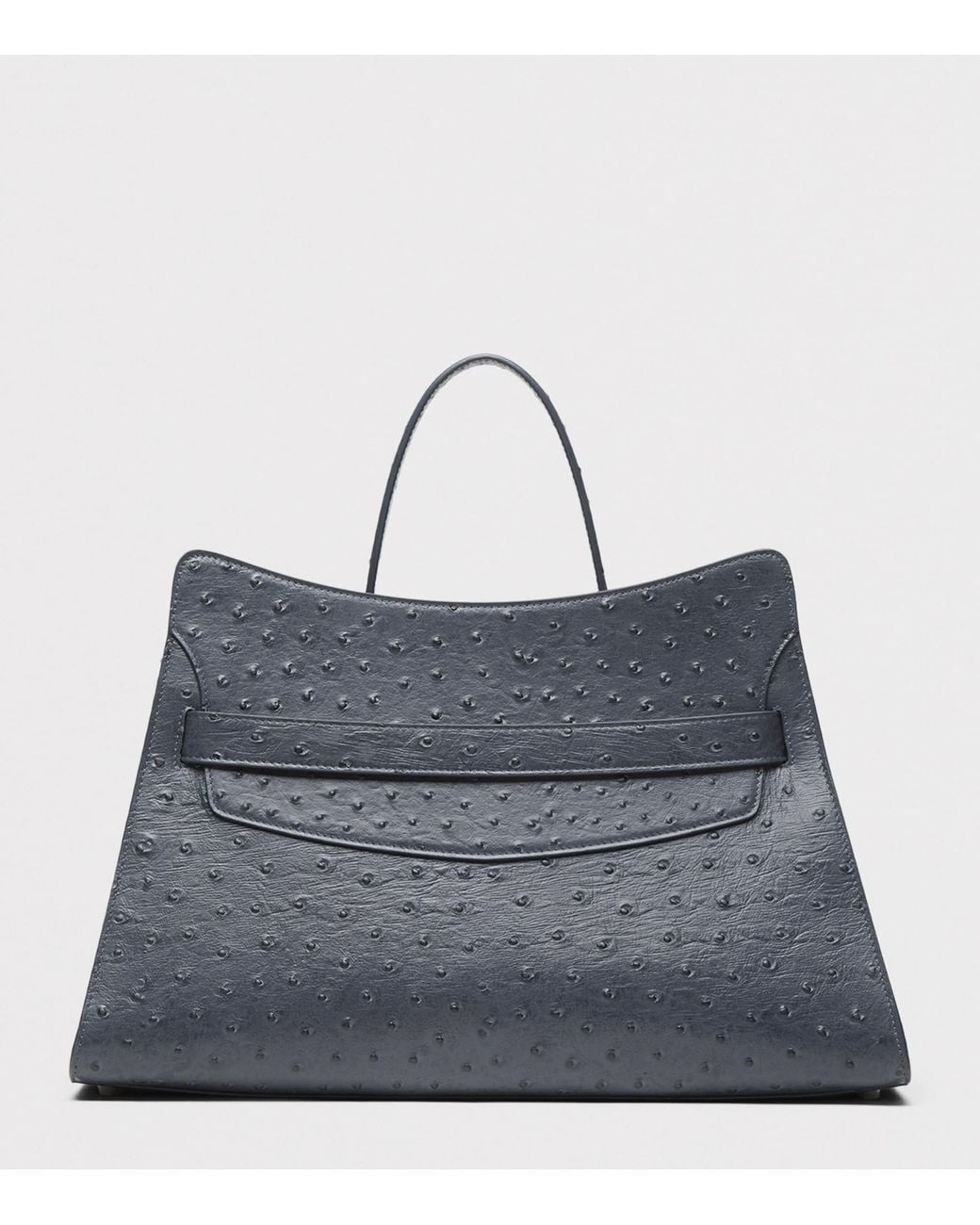 McQueen Blue Calfskin Locke Top-Handle Bag