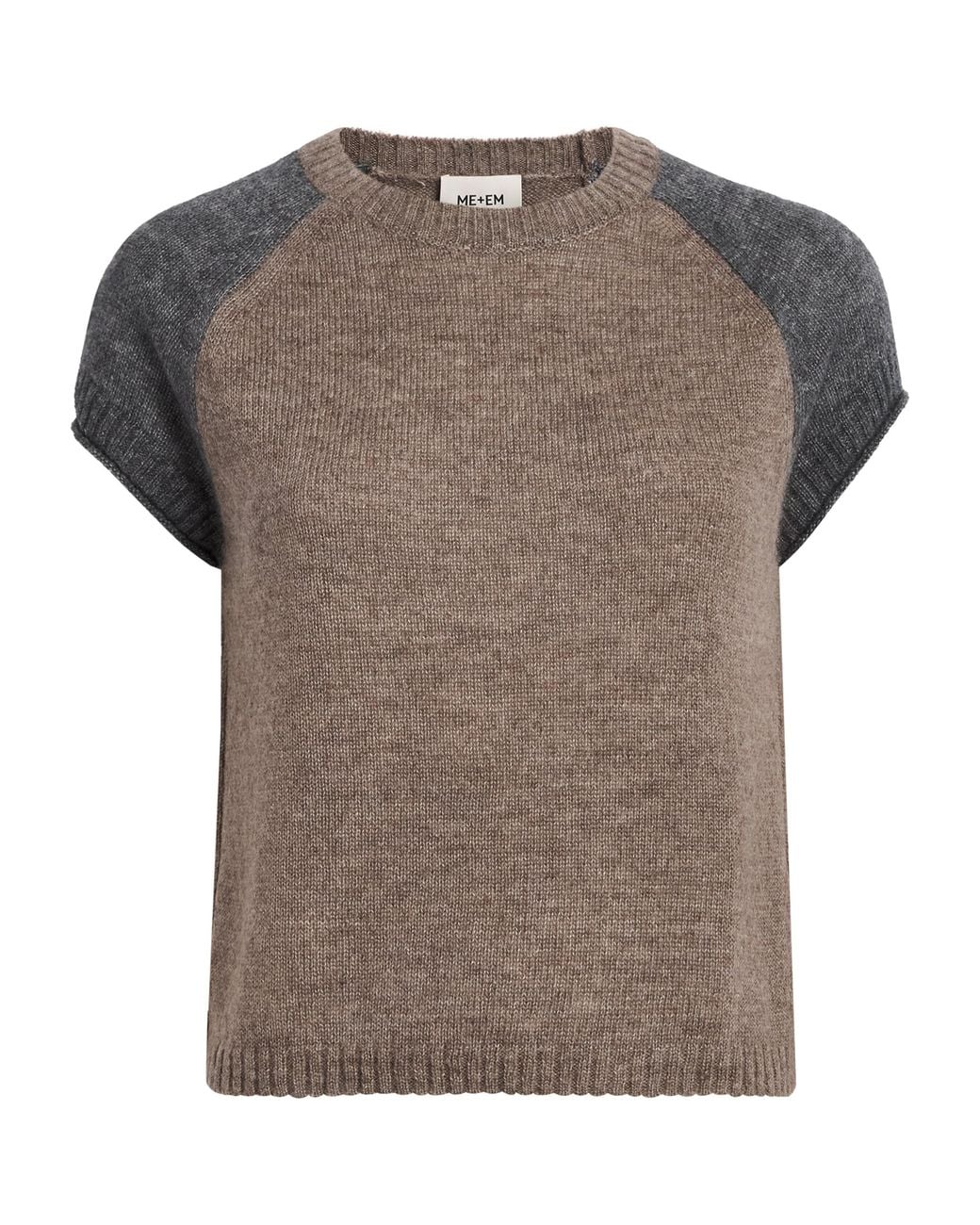 ME+EM Gray Merino Wool-Cashmere-Silk Sweater Top