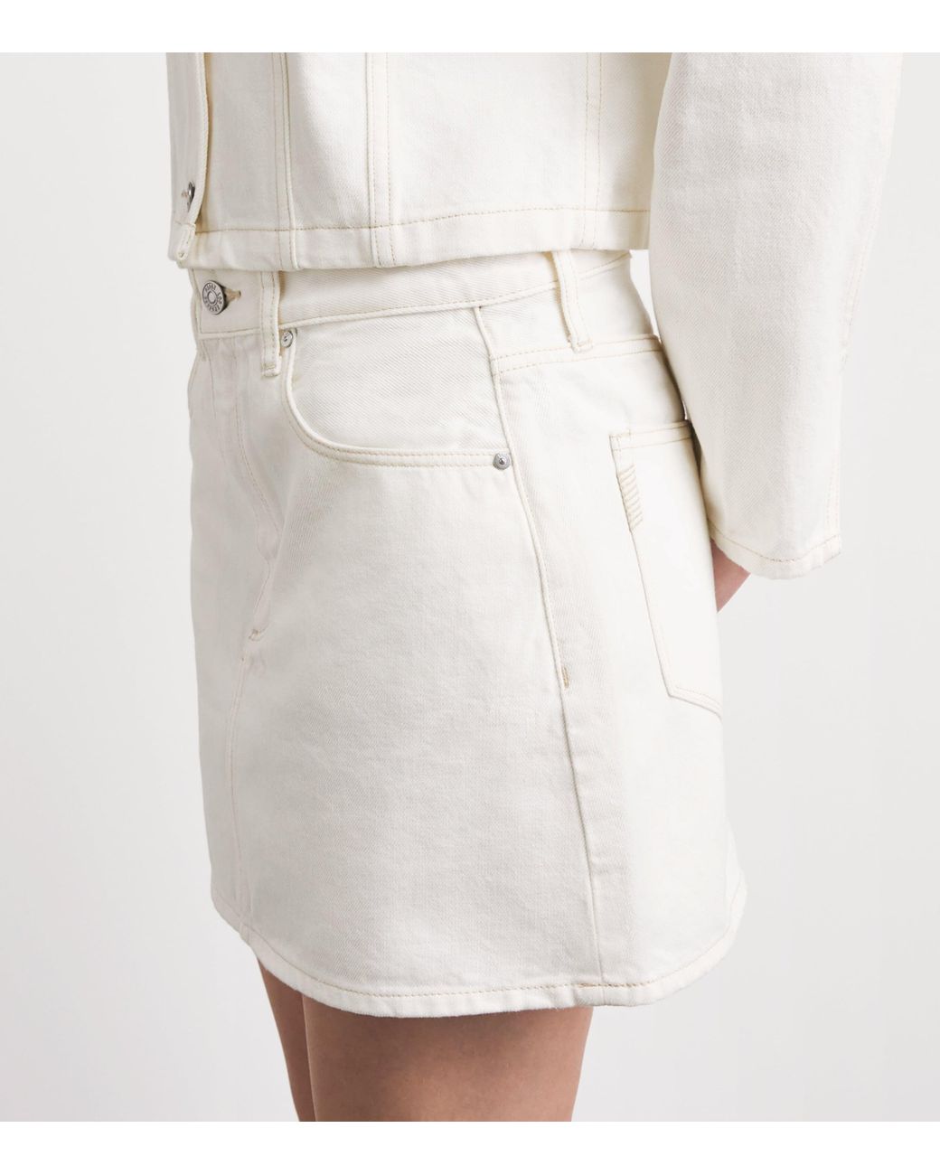 PAIGE White Denim Bobbi Mini Skirt