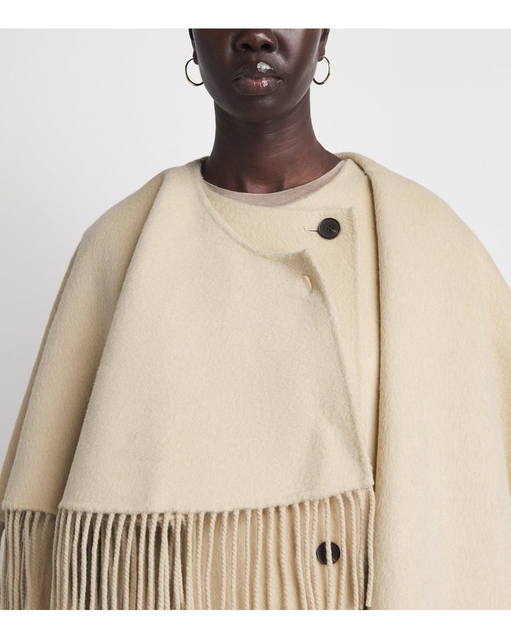Rohe Natural Wool Scarf-Detail Overcoat