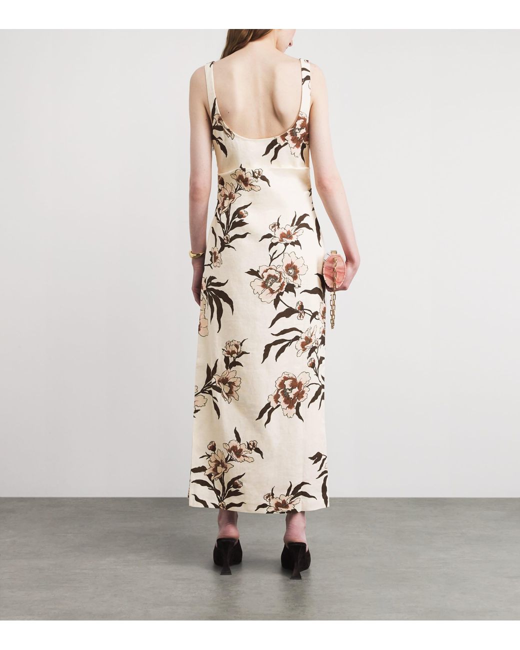Sir Metallic Linen Peony Balconette Maxi Dress