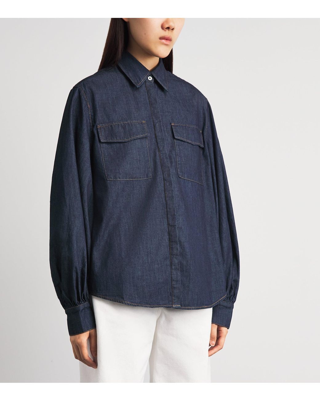 7 For All Mankind Blue Cotton Long-Sleeve Shirt