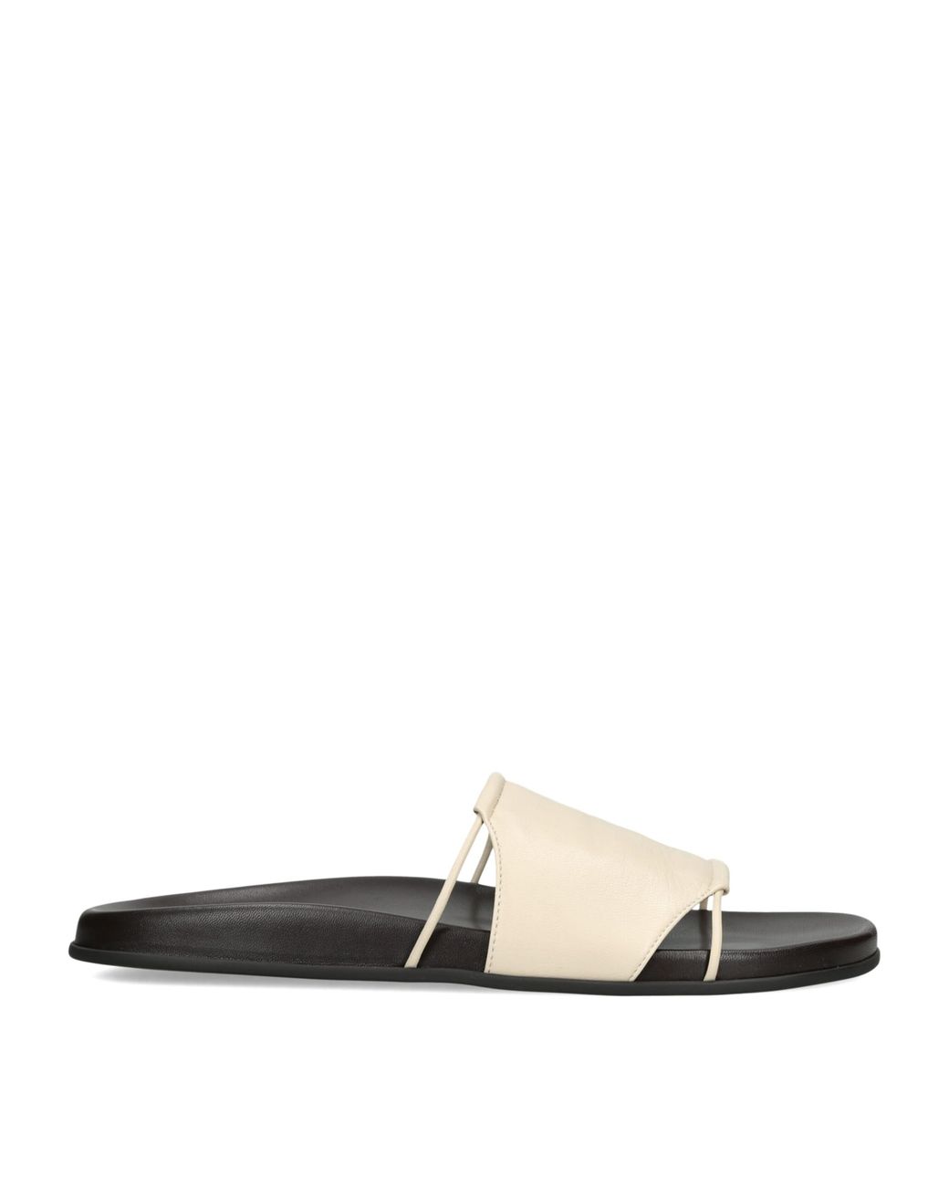 The Row White Vivienne Leather Slides