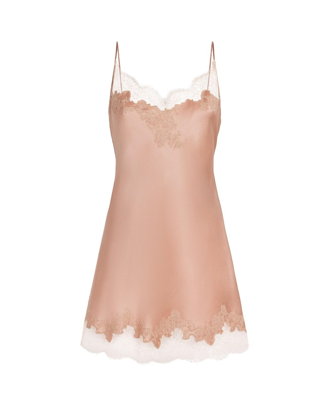 Carine Gilson Pink Silk Lace-Trim Slip Dress