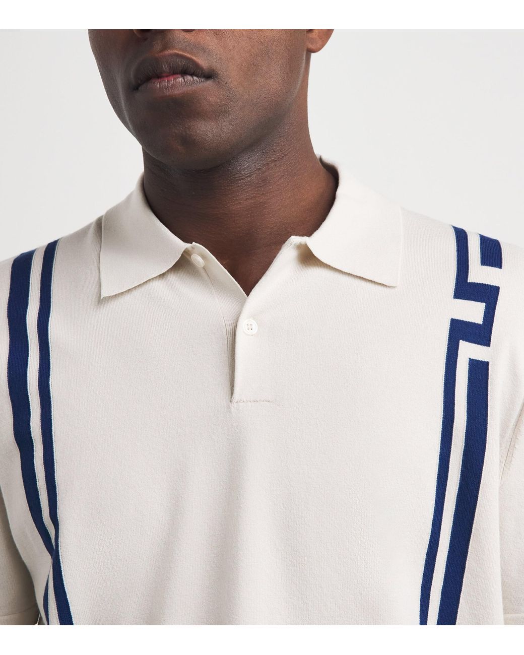 J.Lindeberg White Rylan Stripe Knit Golf Polo Shirt for men