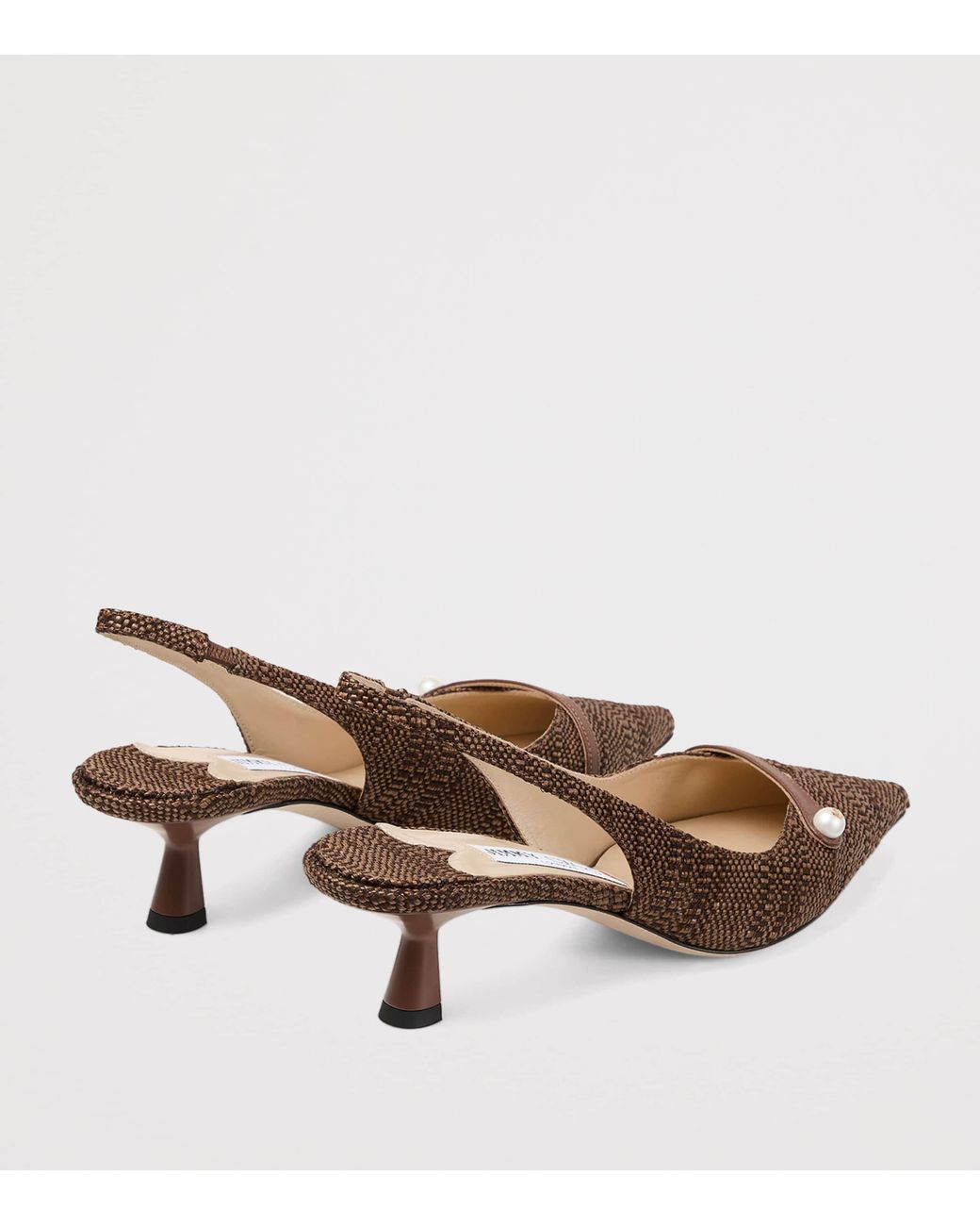 Jimmy Choo Brown Amita 45 Woven Slingback Pumps