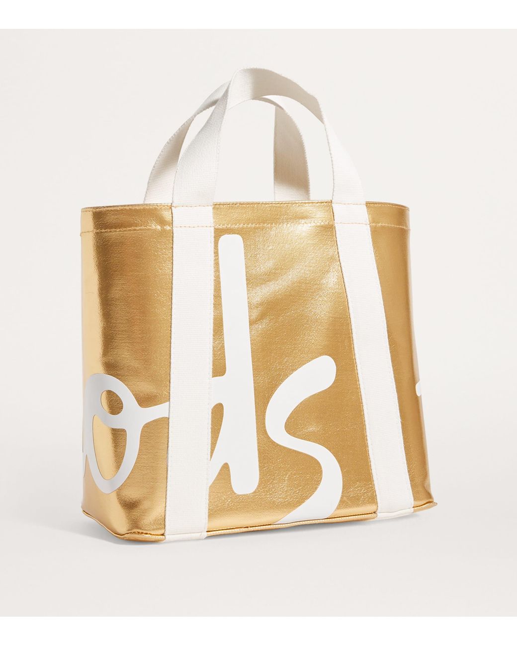 Harrods White Mini Cotton Logo Tote Bag