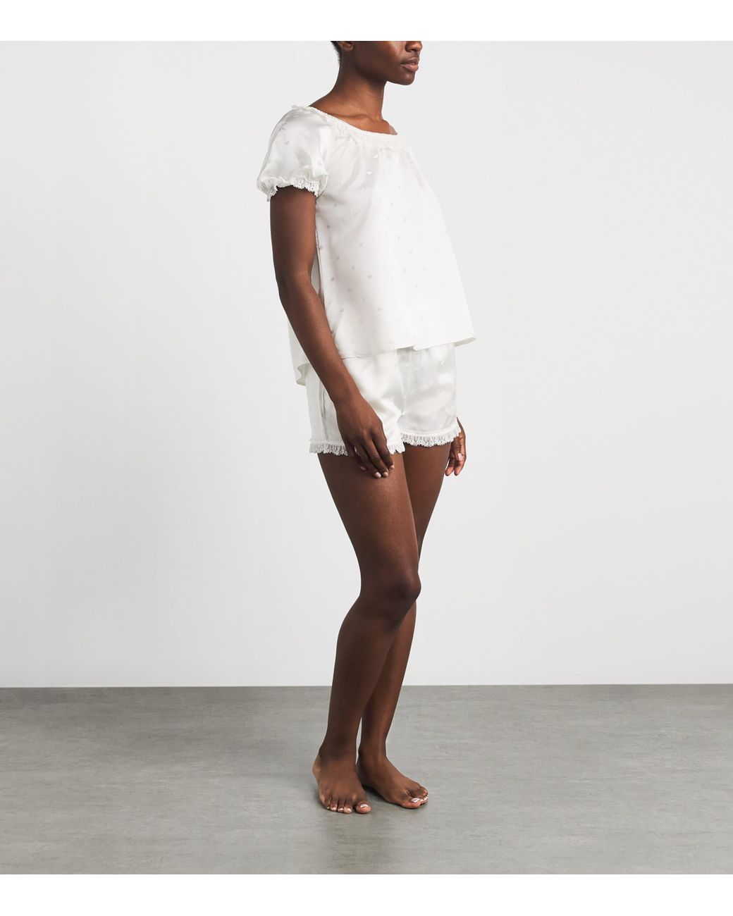 Manitu White Silk Sweetie Short Pyjama Set