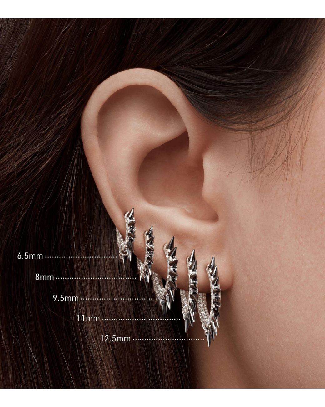 Maria Tash Black Moissanite Mohawk And Diamond Pavé Hoop Earring