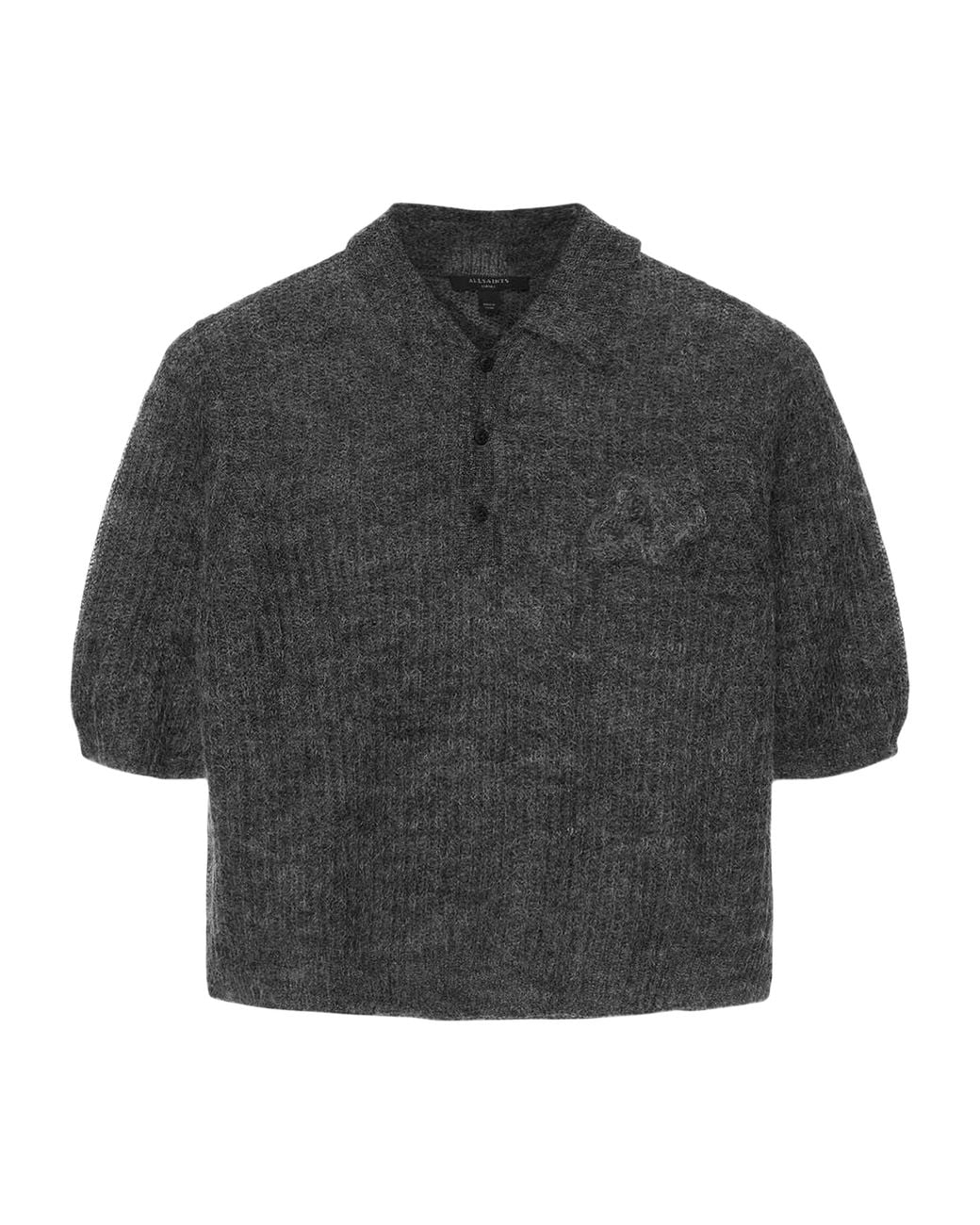 AllSaints Gray Mohair-Blend Anabel Polo Top