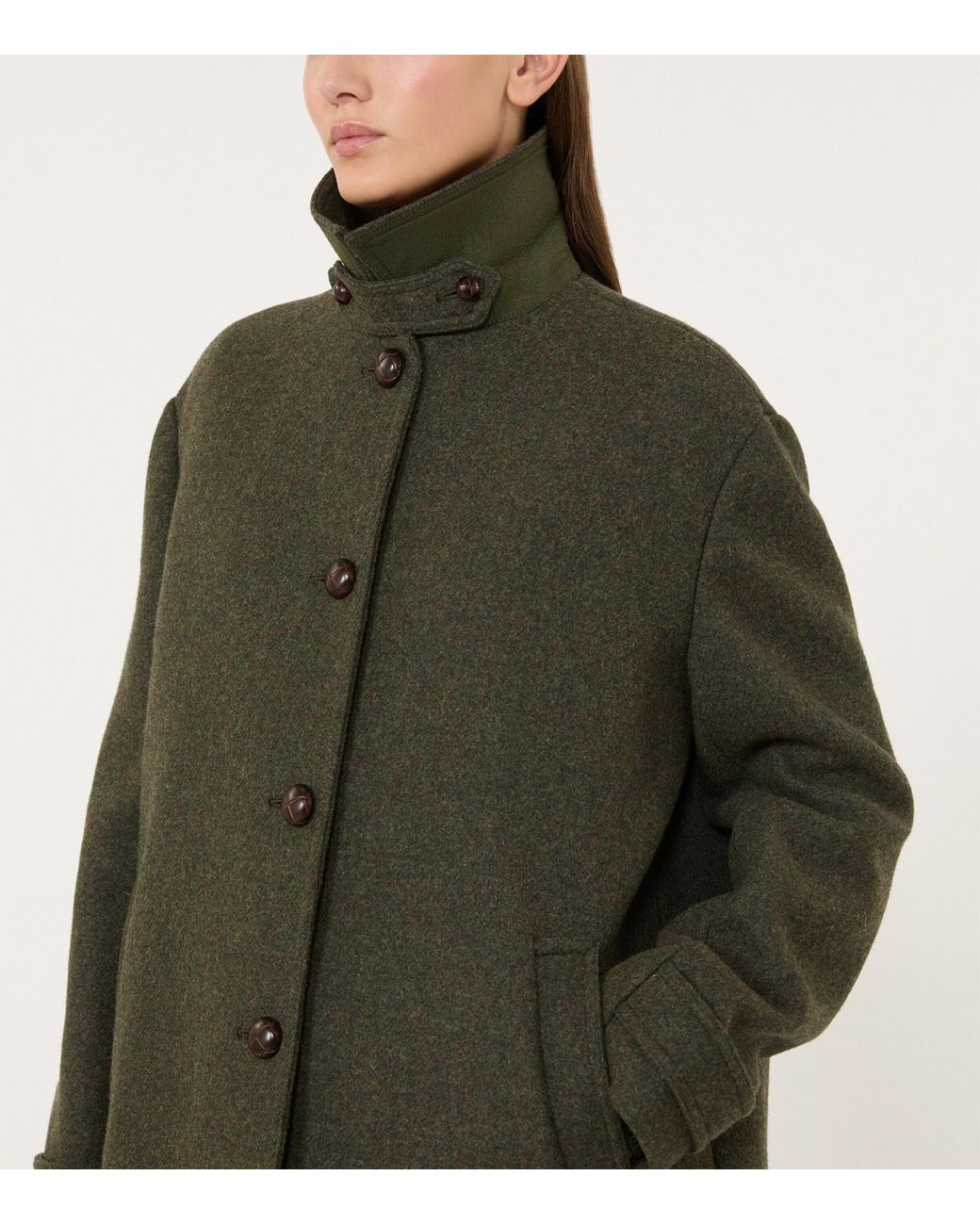 Weekend by Maxmara Green Virgin Wool-Blend Coat
