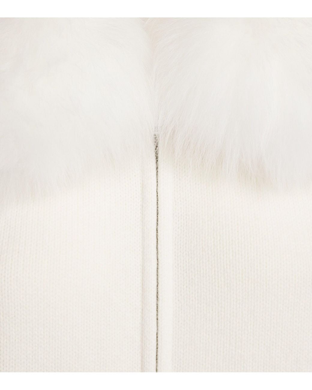 Yves Salomon White Merino Wool Fur-Trim Gilet