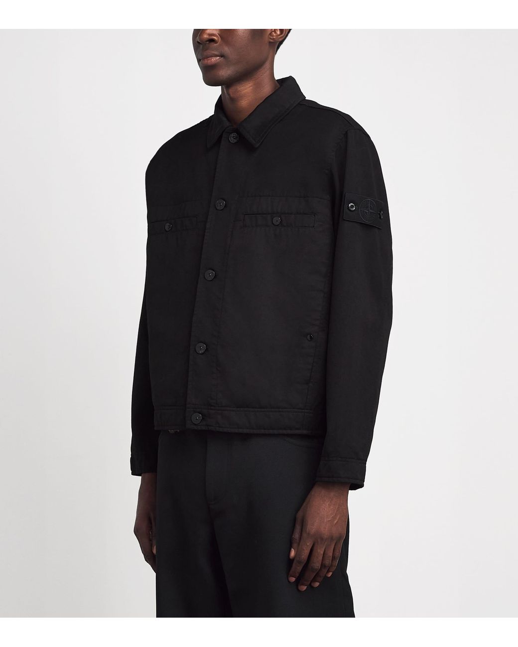 Stone Island Black Virgin Wool-Cotton Gabardine-Tc_S.I. Ghost Jacket for men