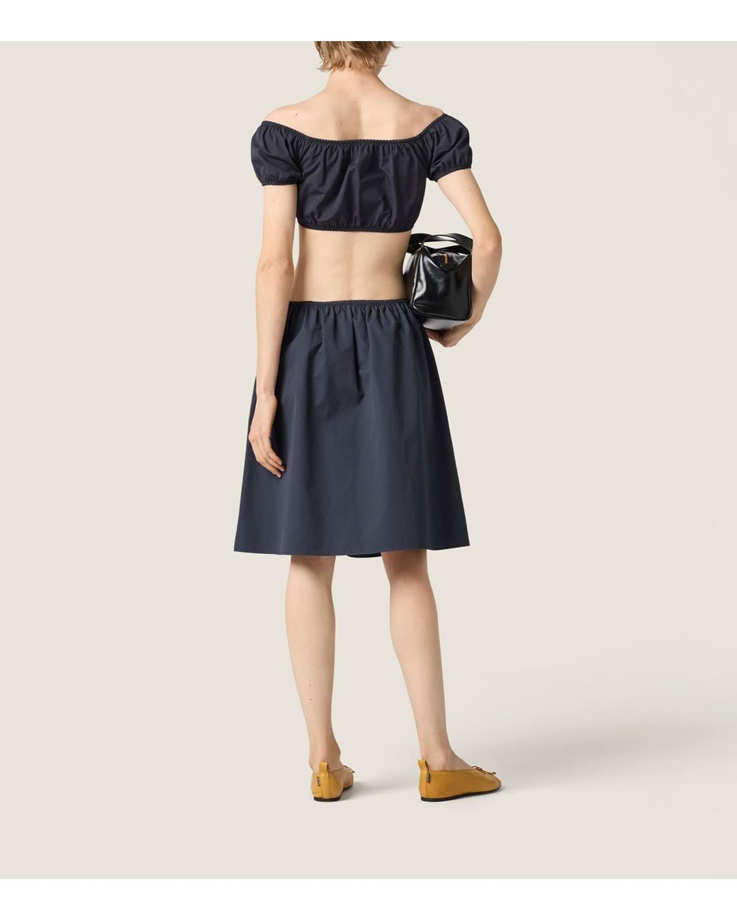 Miu Miu Blue Cotton Poplin Crop Top