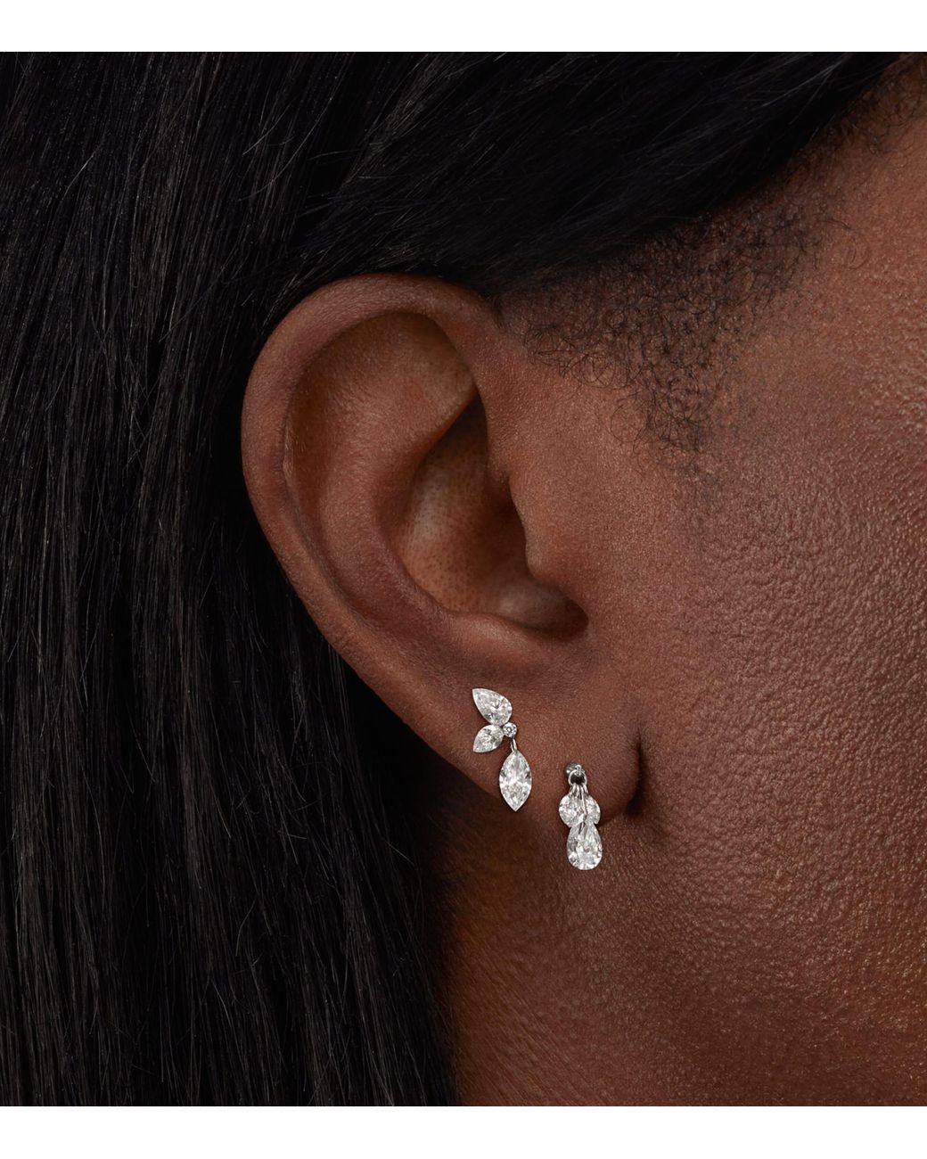 Maria Tash Metallic Grand Marquise Pear Diamond Echo Earring