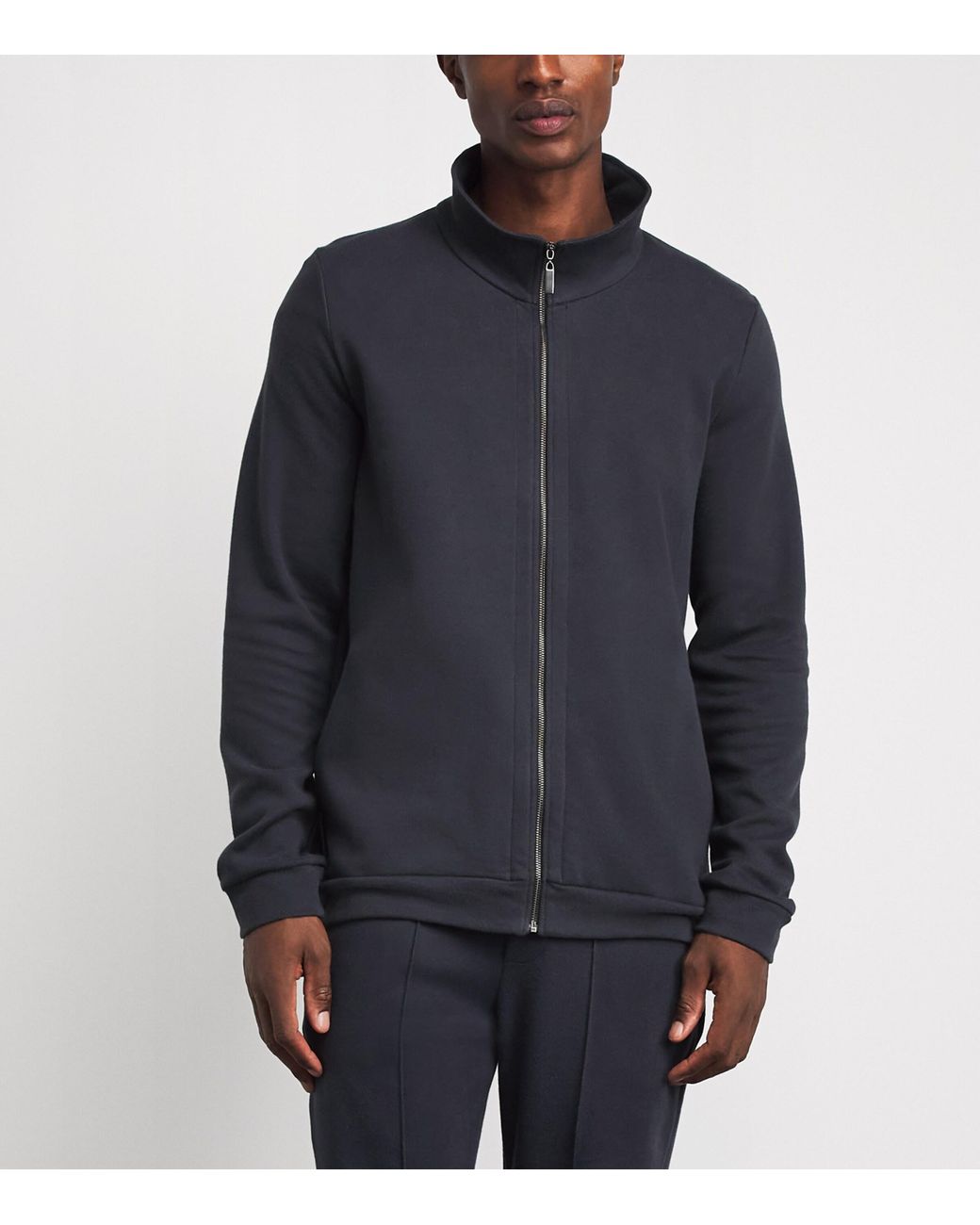 Hanro Blue Stretch-Cotton Zip-Up Sweatshirt for men