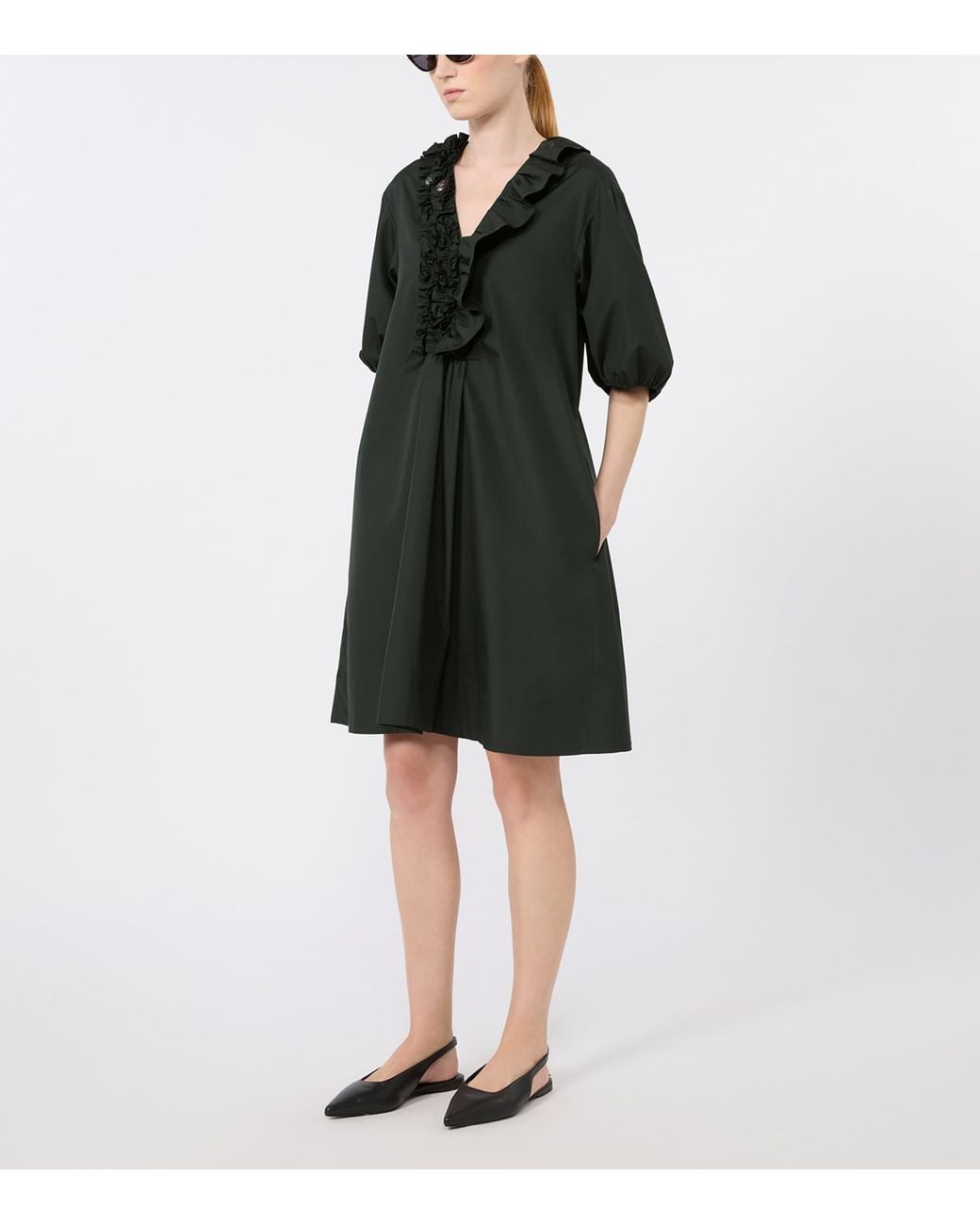 Max Mara Green Ruffle Mini Dress