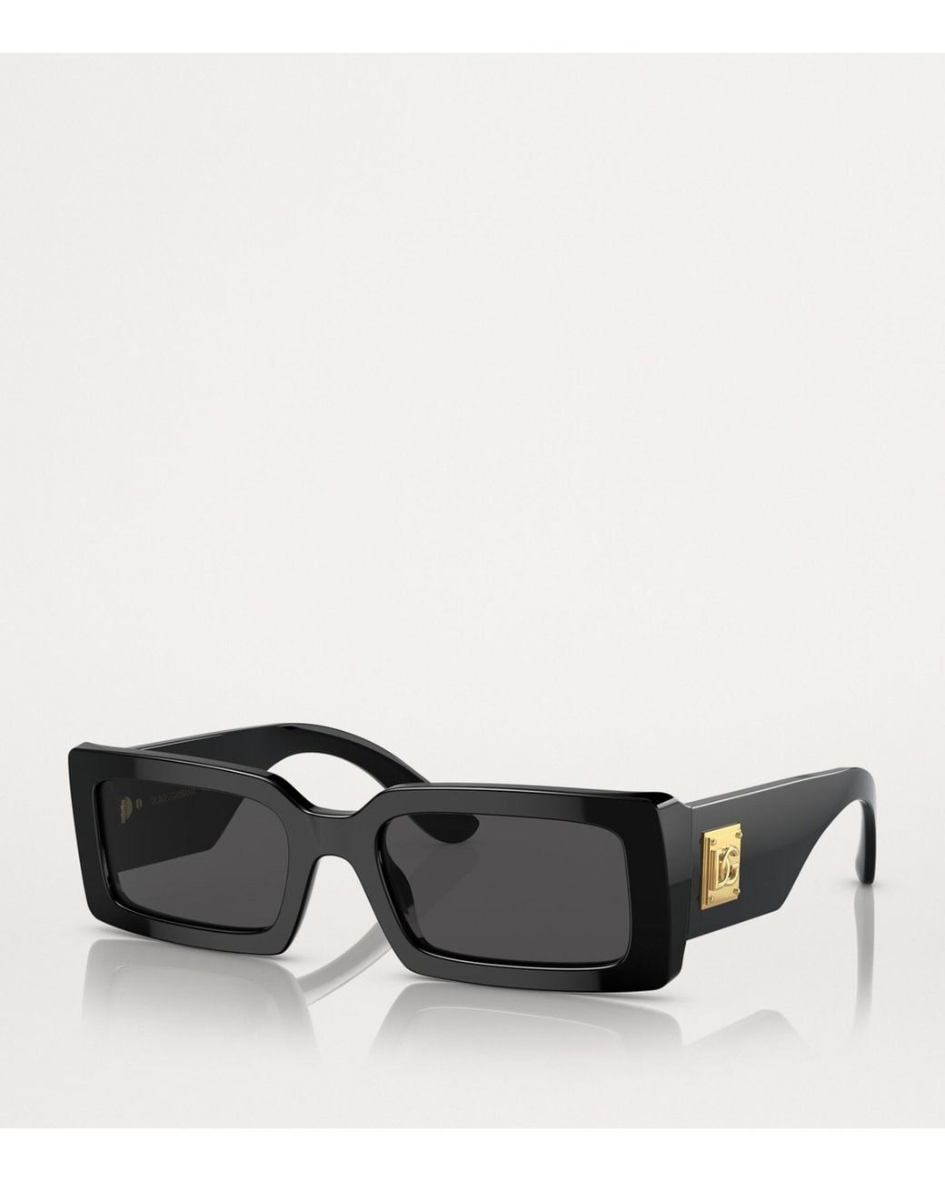 Dolce & Gabbana Black Acetate Rectangle Sunglasses