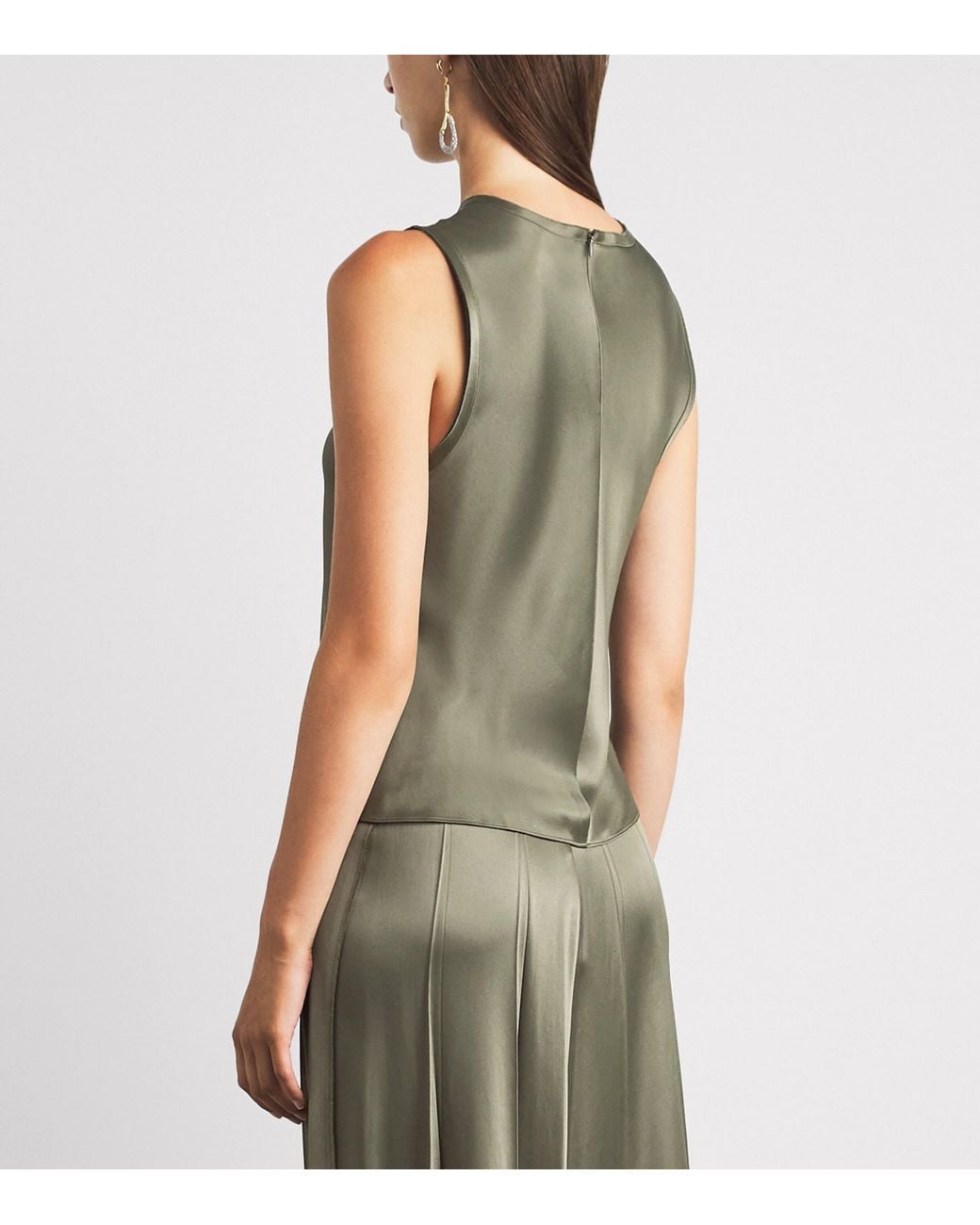 Vince Green Satin Sleeveless Top